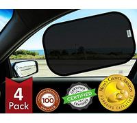Car Window Shades - Certified 99.79% UVA & 99.95% UVB sun protection. Award winning car sun shade for side windows. 4 Pack (2 Transparency options) 20" x 12" Car accessories interior by Kinder Fluff