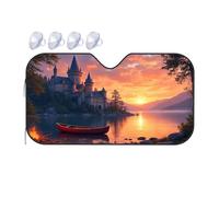 Car Window Shades For Side Window Castle By The Lake At Sunset Car Windshield Sunshade Car Shade Car Window Covers(70x130cm)