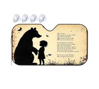 Car Window Shades For Side Window Friendship Between Little Girl And Big Bear Silhouette With Poem Car Windshield Sunshade Portable Sun Shade Windshield Sun Shade(70x130cm)