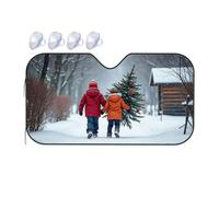 Car Window Shades For Side Window Two Children Carry A Christmas Tree In The Snow Car Windshield Sunshade Car Shade Car Window Covers(70x130cm)