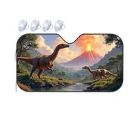 Car Window Shades For Side Window Two Dinosaurs Stand Near A River With An Erupting Volcano In The Background Car Windshield Sunshade Car Shade Car Window Covers(76x140cm)