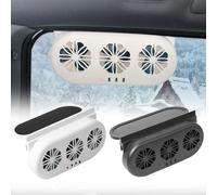Car window solar exhaust fan with USB power supply and three motor design, providing high speed air exhaust and ventilation for various vehicle models (Black)