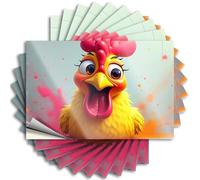 Car Window Stickers A Cheerful Cartoon Chicken with an Open Beak Sticker 10Pcs Car Stickers Funny Vintage Bar Decor(6X9CM)