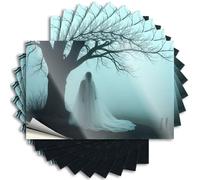 Car Window Stickers A Ghostly Figure Stands Under A Tree in A Foggy Landscape Sticker 10Pcs Car Stickers Funny Vintage Bar Decor(6X9CM)