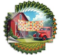 Car Window Stickers A Vibrant Quilt Hangs Outside A Red Barn, Surrounded by Lush Greenery and an Old Truck Sticker 10Pcs Big Bandaid Sticker for Car Car Stickers Funny(8X12CM)