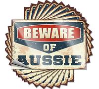 Car Window Stickers Beware of Aussie Funny Sticker 10 Pcs Car Decal Stickers Funny Signs for Man Cave(6X9CM)