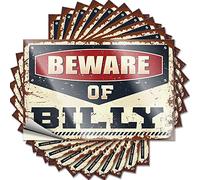 Car Window Stickers Beware of Billy Funny Sticker 10 Pcs Men Decor Bumper Sticker(6X9CM)