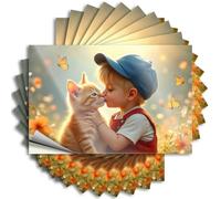 Car Window Stickers Child Kissing Cat in Flower Garden with Butterflies Stickers 10Pcs Bumper Stickers Man Cave Signs and Decor(12X18CM)