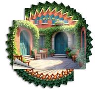Car Window Stickers Cozy Outdoor Seating Area with Ivy and Potted Plants Stickers 10Pcs Stickers for Your Car Funny Alcohol Signs(6X9CM)