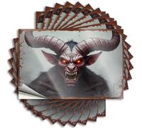 Car Window Stickers Fiery Demon with Horns and Sharp Teeth Stickers 10Pcs Funny Car Decals Car Accessories(6X9CM)