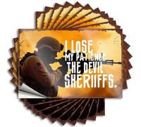 Car Window Stickers I Lose My Patience, The Devil Sheriffs. Stickers 10Pcs Garage Signs for Men Funny Car Window Stickers(6X9CM)