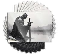 Car Window Stickers Knight Kneeling by A Lake, Holding A Sword Sticker 10Pcs Car Stickers Funny Vintage Bar Decor(6X9CM)