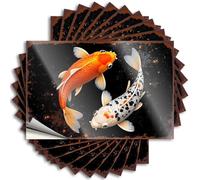 Car Window Stickers Two Colorful Koi Fish Swimming in Harmony Stickers 10Pcs Funny Home Decor Man Cave Signs for Men(6X9CM)