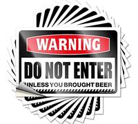 Car Window Stickers Warning Do Not Enter Unless You Brought Beer Funny Sticker 10 Pcs Bar Accessories Man Cave Cars Stickers (Size : 6X9CM)