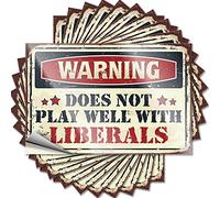 Car Window Stickers Warning Does Not Play Well with Liberals Funny Sticker 10 Pcs Bumper Stickers, Decals & Magnets Stickers for You(6X9CM)