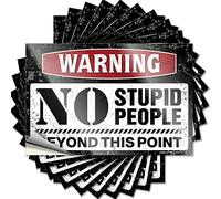 Car Window Stickers Warning No Stupid People Beyond This Point Funny Sticker 10 Pcs Funny Truck Stickers Funny Bumper Sticker (Size : 6X9CM)