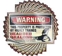Car Window Stickers Warning This Property is Protected By A Highly Trained Bearded Dragon2 Funny Sticker 10 Pcs Family Car Stickers for Back Window Funny Bumper S(12X18CM)