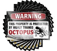 Car Window Stickers Warning This Property is Protected By A Highly Trained Octopus Funny Sticker 10 Pcs Funny Car Stickers Stickers for Car(6X9CM)