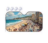 Car Window Sun Shade A Bustling Beach Scene With People Enjoying The Sun, Sand, And Sea Car Windshield Sunshade Sunshade For Car Sun Cover For Car Windshield(76x140cm)