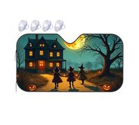 Car Window Sun Shade Three Witches Walk Towards A Haunted House On Halloween Night Car Windshield Sunshade Blackout Shade Windshield Cover Sun Shade(70x130cm)