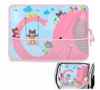 Car Window Sun Shade with Storage Pockets & 7 Suction Cups, Dinosaur Cartoon Car Side Window Curtain for Rear Seat, UV Heat Protection Car Window Sunshade for Kids Passengers Travel SUV MPV (Elephant)