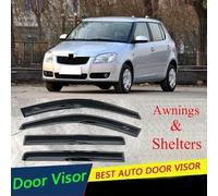 Car Window Visor For Skoda For Fabia Plastic 2009 2010 2011 2012 2013 14 Vent Shades Sun Rain Deflector Guard Awning Shelter 4PCS/SET Door Sun Visors