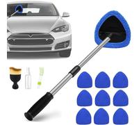 Car Windscreen Cleaner, 10 Pcs Car Windscreen Cleaner Tool, 180掳 Rotating Head Extendable Windshield Demister Tool with 6 Reusable Microfiber Pads, 1 Spray Bottle, 2 Cars Detailing Brush
