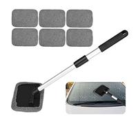 Car Windscreen Cleaner, Car Window Cleaner Kit with 6 Reusable Microfiber Pads, Extendable Long Handle, Windshield Cleaning Tool,Multifunctional Auto Window Cleaner Inside Set,Car Window Cleaner Tool