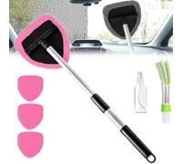 Car Windscreen Cleaner, Expandable Window With 4 Reusable Microfiber Triangle Pads & 1 Pray Bottles Auto Windshield Cleaning Tool(C)