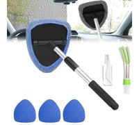 Car Windscreen Cleaner, Expandable Window With 4 Reusable Microfiber Triangle Pads & 1 Pray Bottles Auto Windshield Cleaning Tool(A)