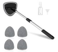Car Windscreen Cleaner Set, Car Wash Brush, Windscreen Cleaning Tool with 4 Microfibre Pads, Extendable Aluminium Handle, for Windscreen