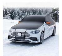 Car Windscreen Cover for Winter for Volvo V90 2016-2024, Half Car Protector against Ice, Snow and Frost, with Reflective Mirror Covers and Fixing Straps,B L