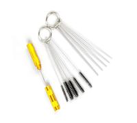 Car Windscreen Jet Nozzle Washer Cleaning Adjustment Water Stains Cleanup Tool,Airbrush Spray Cleaning Repair Tool Kit, Stainless Steel Needle Brush Set(10 pieces set + through needle)