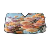 Car Windscreen Sun Shade, Foldable Car Windshield Sunshades Universal Windshield Dust Sun Shade Visor Shield Cover Pink Orange Flower for Cars Van