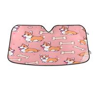 Car Windscreen Sun Shade, Foldable Car Windshield Sunshades Universal Windshield Dust Sun Shade Visor Shield Cover Corgi Bones Love for Cars Van