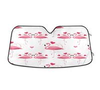 Car Windscreen Sun Shade, Foldable Car Windshield Sunshades Universal Windshield Dust Sun Shade Visor Shield Cover Valentine's Day Flamingo Hearts Pattern for Cars Van