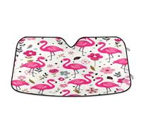 Car Windscreen Sun Shade, Foldable Car Windshield Sunshades Universal Windshield Dust Sun Shade Visor Shield Cover Pink Flamingo Flower for Cars Van