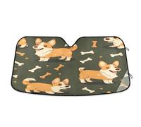 Car Windscreen Sun Shade, Foldable Car Windshield Sunshades Universal Windshield Dust Sun Shade Visor Shield Cover Cute Corgi Bones for Cars Van