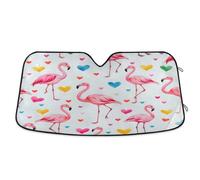 Car Windscreen Sun Shade, Foldable Car Windshield Sunshades Universal Windshield Dust Sun Shade Visor Shield Cover Flamingo Blue Pink Heart for Cars Van
