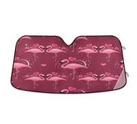 Car Windscreen Sun Shade, Foldable Car Windshield Sunshades Universal Windshield Dust Sun Shade Visor Shield Cover Valentine's Day Flamingo Love Pattern for Cars Van