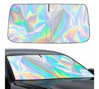 Car Windscreen Sun Shade, Foldable Heat Shield and UV Protection Reflector, Dashboard Protector from Sun for Tesla Model Y SUV Truck Van, Essential Automotive Interior Accessory