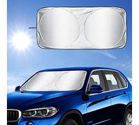 Car Windscreen Sun Shade Front Windshield Sunshade Foldable Sun Shade Visor Cover Reflective UV Dust Protector Automotive Ray Protection Block Parasol Keep Vehicle Cool Fit Various Sizes (150 x 85 cm)