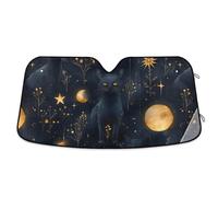 Car Windscreen Sun Shade Midnight Cat Celestial Pattern Sunshade For Car Fun Foldable Auto Accessories, For Sedan, Truck, Most Vehicles, S
