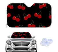 Car Windscreen Sun Shade, Red Cherry Cute Cover Visor Sunshades, Car Accessories, Heat Insulation Keep Interior Cool, Screen Protector Fits Cars SUVs Vans 140× 70 cm