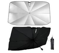 Car Windscreen Sun Shade Umbrella, Foldable Front Windshield Sunshade with 360° Rotating Bendable Support Bar, Reflective UV & Heat Protection, Keeps Car Cooler, for Cars SUVs Trucks