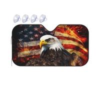 Car Windscreen Sunshade American Flag Fire Eagle Windscreen Sunshade Cover Durable Foldable Auto Accessories, For Sedan, Most Vehicles, Truck, M