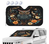 Car Windscreen Sunshade Boho Owl Flower Moon Car Windshield Sun Shades To Keep Vehicle Cool Durable Sunscreen Heat Shield Cover, For Sedan, Truck, Suv, M