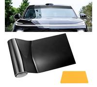Car Windscreen Sunstrip 5% Tint Black 20x150cm, Universal PVC Front Window Sun Visor Strip Windshield Sun Block Sticker with Yellow Squeegee, UV Protection Sun Visor Film for Car Van