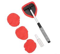 Car Windshield Cleaning Kit Featuring Aluminum Handle 3 Microfiber Towels and Spray Bottle for Interior Exterior Glass Surfaces (Bright pink)