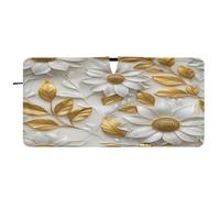 Car Windshield Foldable Sun Shade Sunshade Visor Protector UV Block Heat Insulation Compact Storage 62 * 32in 3d White Flowers Pattern